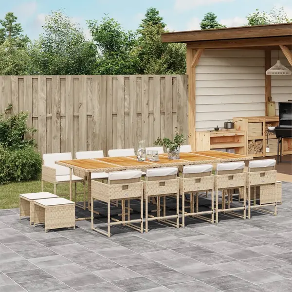 Gossi set mobilier de gradina cu perne, 15 piese, bej, poliratan