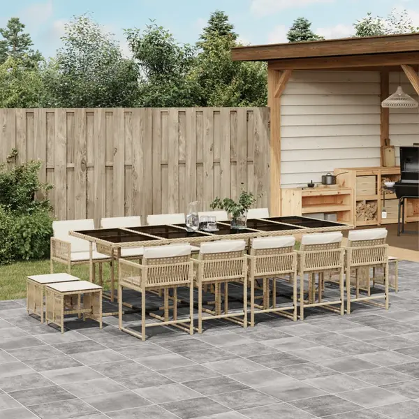 Gossi set mobilier de gradina cu perne, 15 piese, bej, poliratan