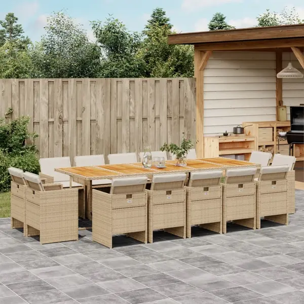 Gossi set mobilier de gradina cu perne, 15 piese, bej, poliratan