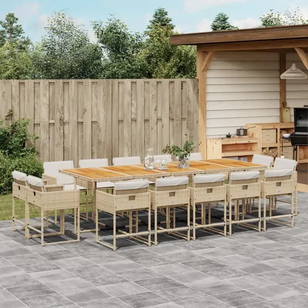 Gossi set mobilier de gradina cu perne, 15 piese, bej, poliratan