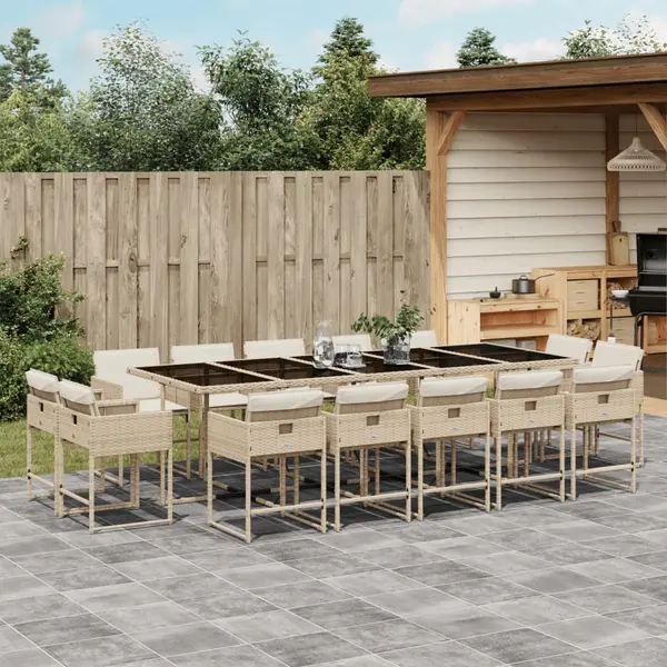 Gossi set mobilier de gradina cu perne, 15 piese, bej, poliratan