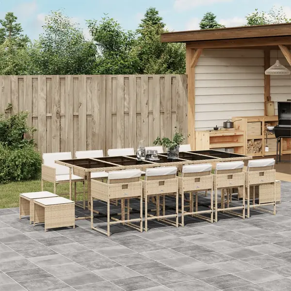 Gossi set mobilier de gradina cu perne, 15 piese, bej, poliratan