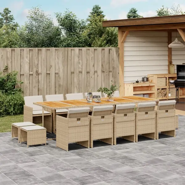 Gossi set mobilier de gradina cu perne, 15 piese, bej, poliratan