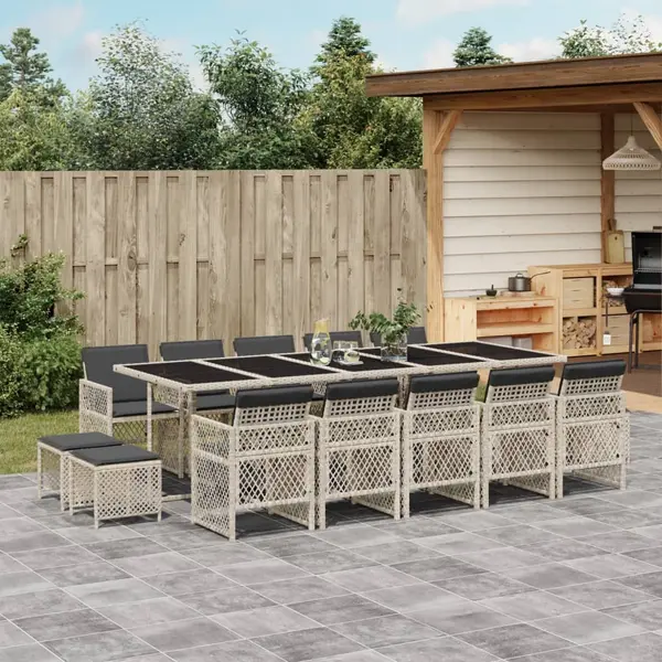 Gossi set mobilier de gradina cu perne 15 piese gri deschis poliratan