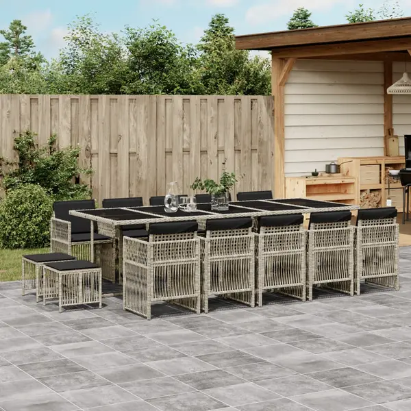 Gossi set mobilier de gradina cu perne 15 piese gri deschis poliratan