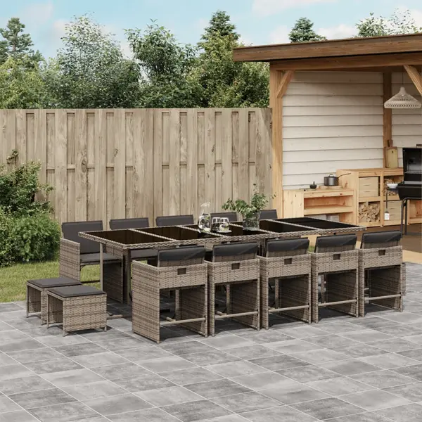 Gossi set mobilier de gradina cu perne, 15 piese, gri, poliratan