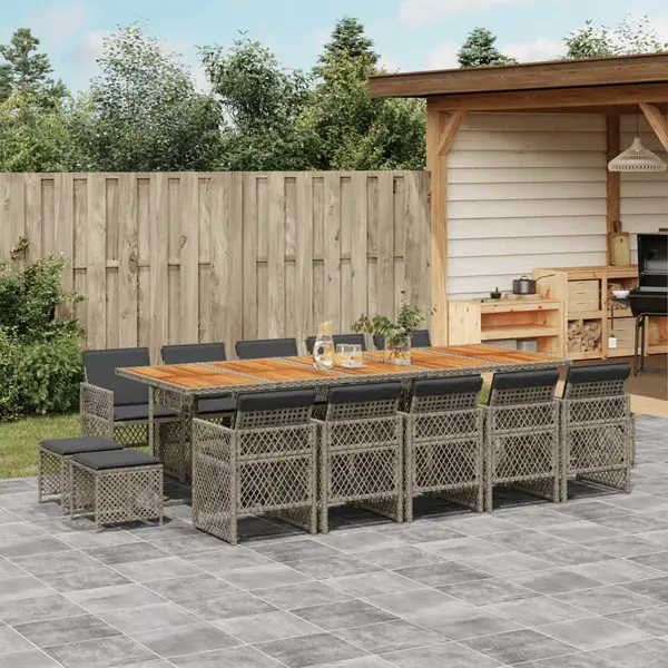 Gossi set mobilier de gradina cu perne, 15 piese, gri, poliratan