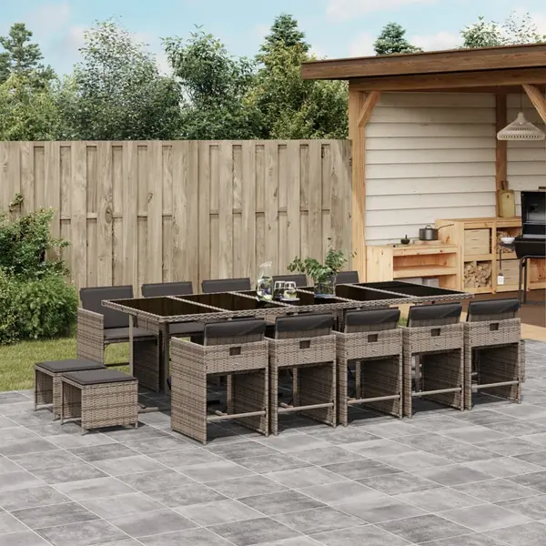 Gossi set mobilier de gradina cu perne, 15 piese, gri, poliratan