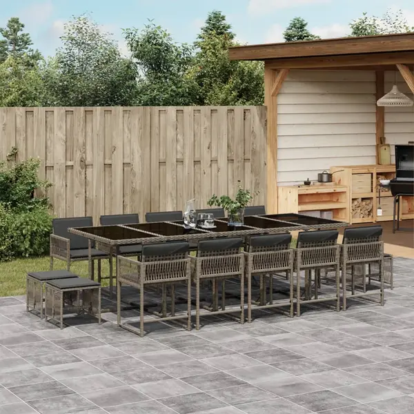 Gossi set mobilier de gradina cu perne, 15 piese, gri, poliratan