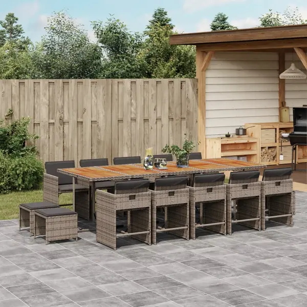 Gossi set mobilier de gradina cu perne, 15 piese, gri, poliratan