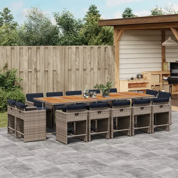 Gossi set mobilier de gradina cu perne, 15 piese, gri, poliratan