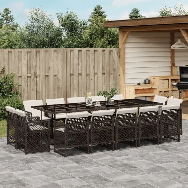 Gossi set mobilier de gradina cu perne, 15 piese, maro, poliratan
