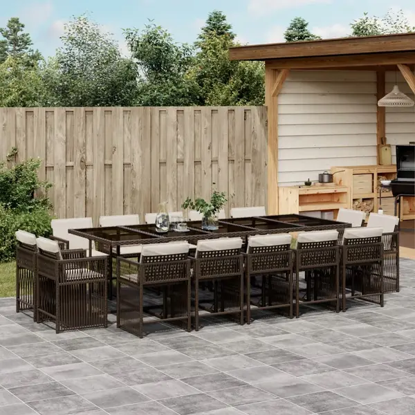 Gossi set mobilier de gradina cu perne, 15 piese, maro, poliratan