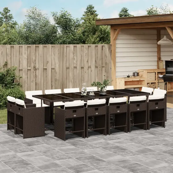Gossi set mobilier de gradina cu perne, 15 piese, maro, poliratan