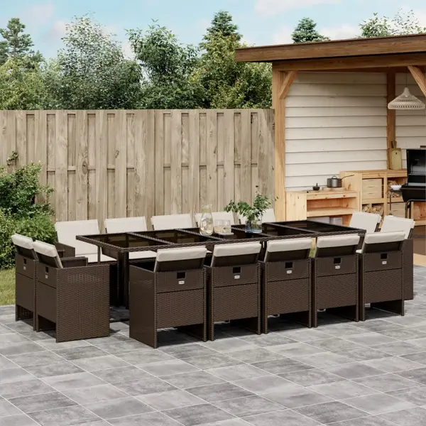 Gossi set mobilier de gradina cu perne, 15 piese, maro, poliratan