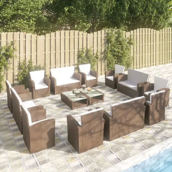 Gossi set mobilier de gradina cu perne, 16 piese, maro, poliratan