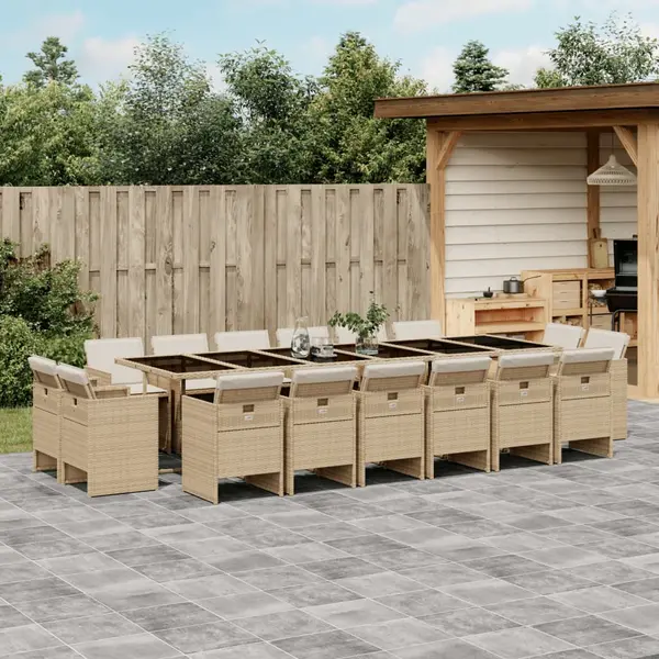 Gossi set mobilier de gradina cu perne, 17 piese, bej, poliratan