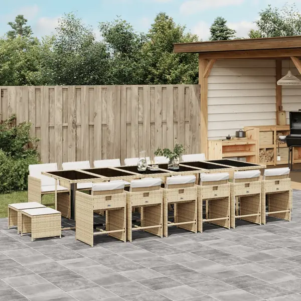 Gossi set mobilier de gradina cu perne, 17 piese, bej, poliratan