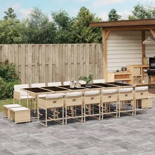 Gossi set mobilier de gradina cu perne, 17 piese, bej, poliratan