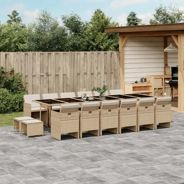 Gossi set mobilier de gradina cu perne, 17 piese, bej, poliratan