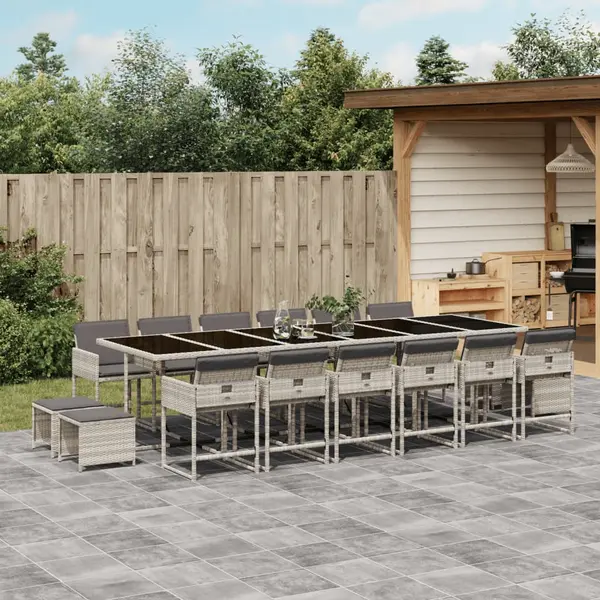 Gossi set mobilier de gradina cu perne 17 piese gri deschis poliratan