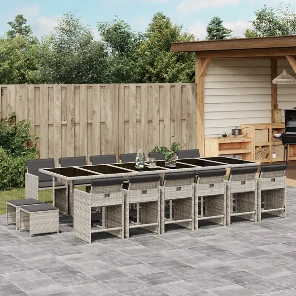 Gossi set mobilier de gradina cu perne 17 piese gri deschis poliratan