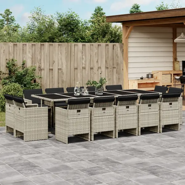Gossi set mobilier de gradina cu perne 17 piese gri deschis poliratan
