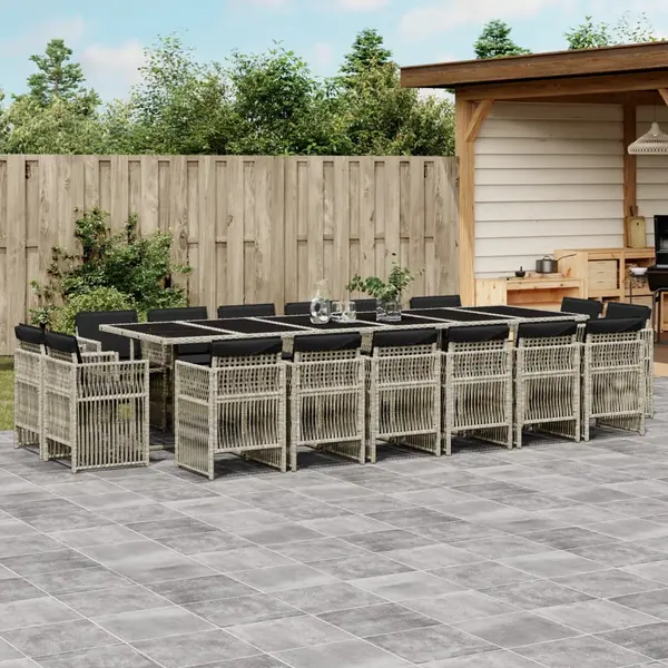 Gossi set mobilier de gradina cu perne 17 piese gri deschis poliratan