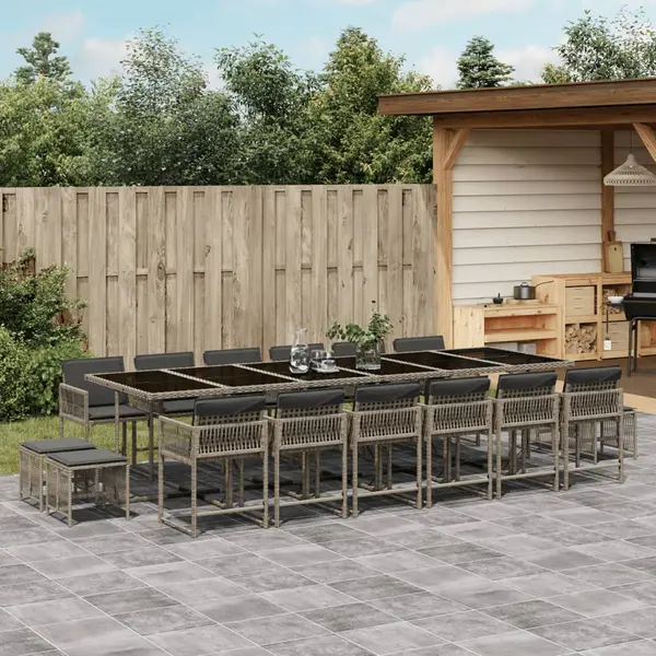 Gossi set mobilier de gradina cu perne, 17 piese, gri, poliratan