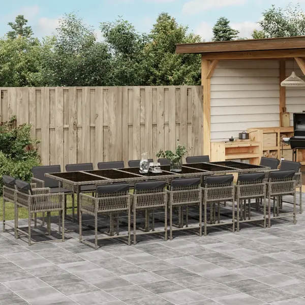 Gossi set mobilier de gradina cu perne, 17 piese, gri, poliratan