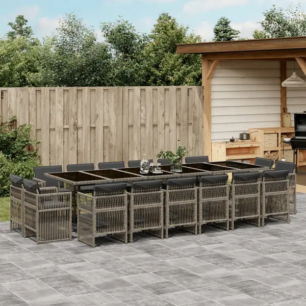 Gossi set mobilier de gradina cu perne, 17 piese, gri, poliratan