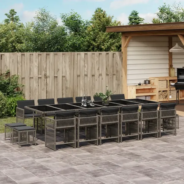 Gossi set mobilier de gradina cu perne, 17 piese, gri, poliratan