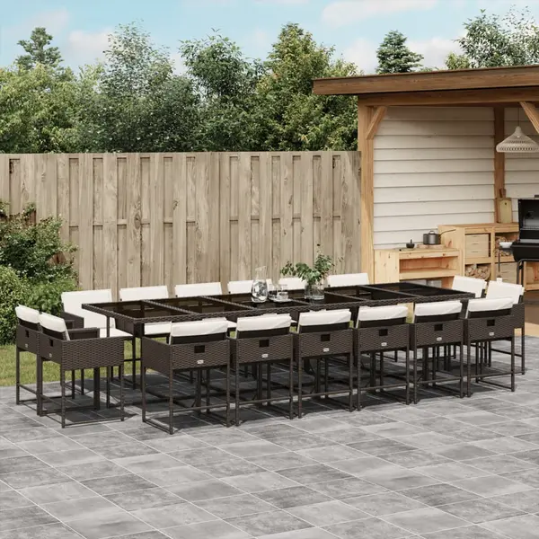 Gossi set mobilier de gradina cu perne, 17 piese, maro, poliratan