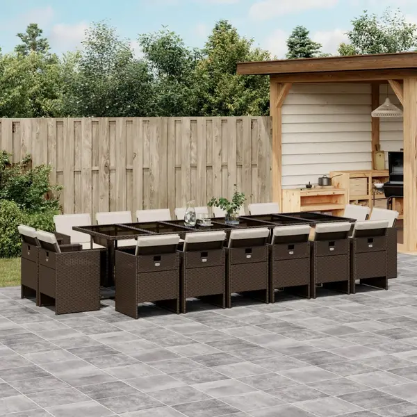 Gossi set mobilier de gradina cu perne, 17 piese, maro, poliratan