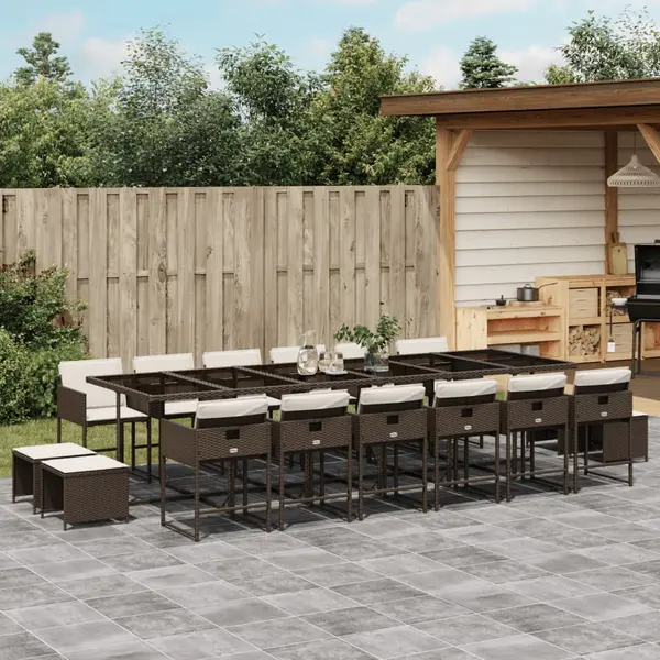 Gossi set mobilier de gradina cu perne, 17 piese, maro, poliratan