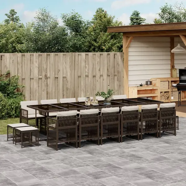 Gossi set mobilier de gradina cu perne, 17 piese, maro, poliratan