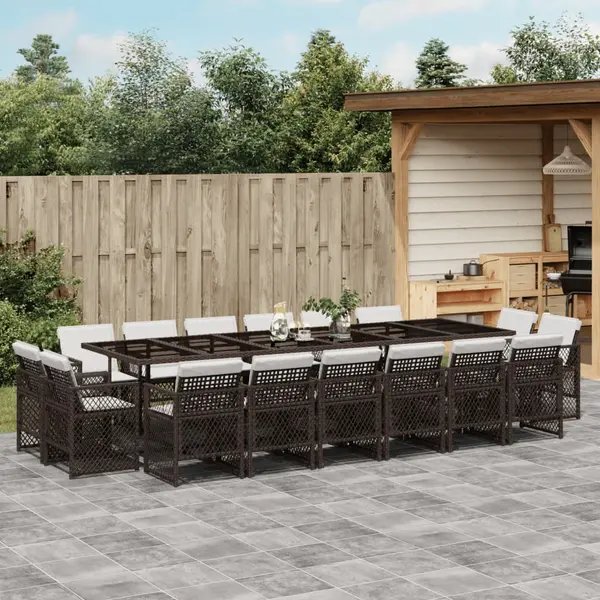Gossi set mobilier de gradina cu perne, 17 piese, maro, poliratan