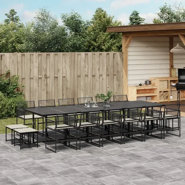 Gossi set mobilier de gradina cu perne, 17 piese, negru, poliratan