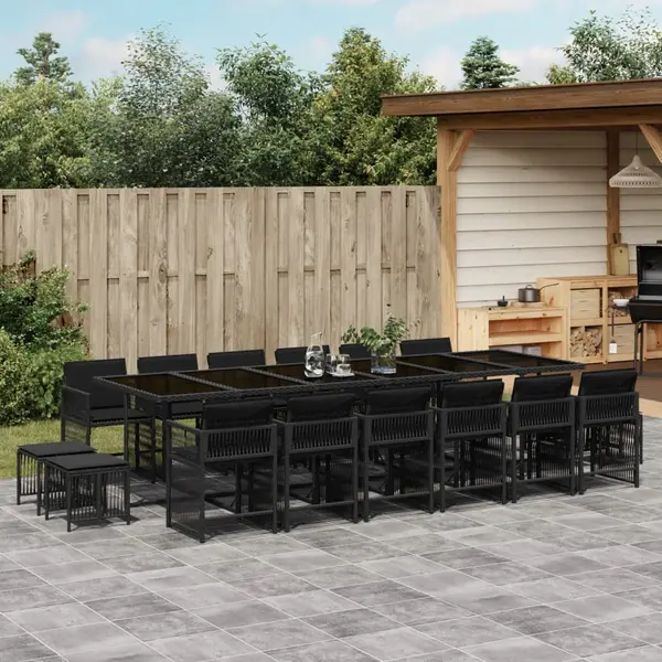 Gossi set mobilier de gradina cu perne, 17 piese, negru, poliratan