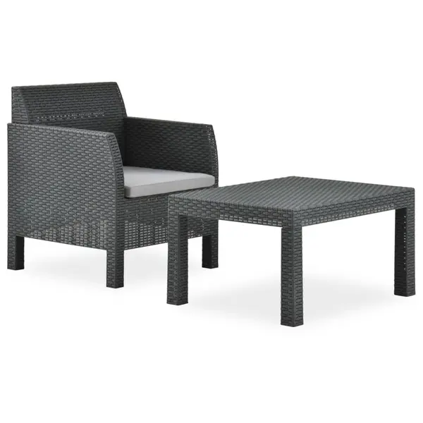 Gossi set mobilier de gradina cu perne, 2 piese, antracit, pp ratan