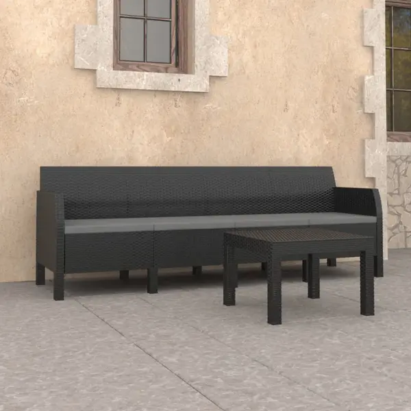 Gossi set mobilier de gradina cu perne, 2 piese, antracit, pp ratan