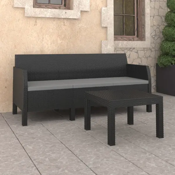 Gossi set mobilier de gradina cu perne, 2 piese, antracit, pp ratan