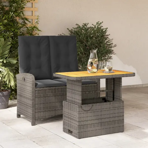 Gossi set mobilier de gradina cu perne, 2 piese, gri, poliratan
