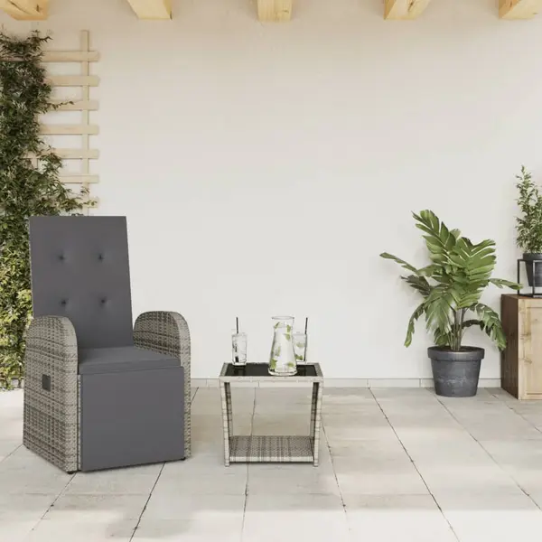 Gossi set mobilier de gradina cu perne, 2 piese, gri, poliratan