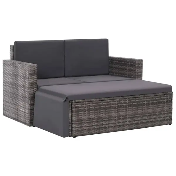 Gossi set mobilier de gradina cu perne, 2 piese, gri, poliratan