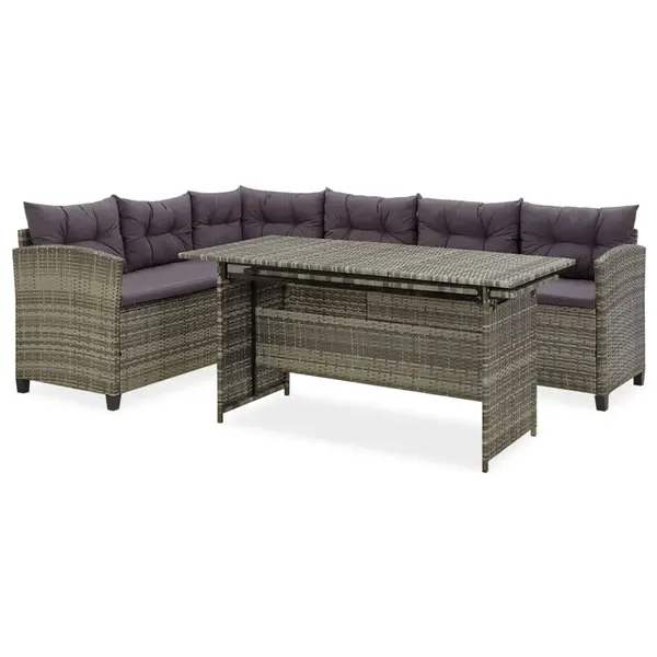 Gossi set mobilier de gradina cu perne, 2 piese, gri, poliratan