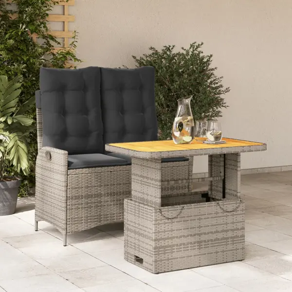 Gossi set mobilier de gradina cu perne, 2 piese, gri, poliratan