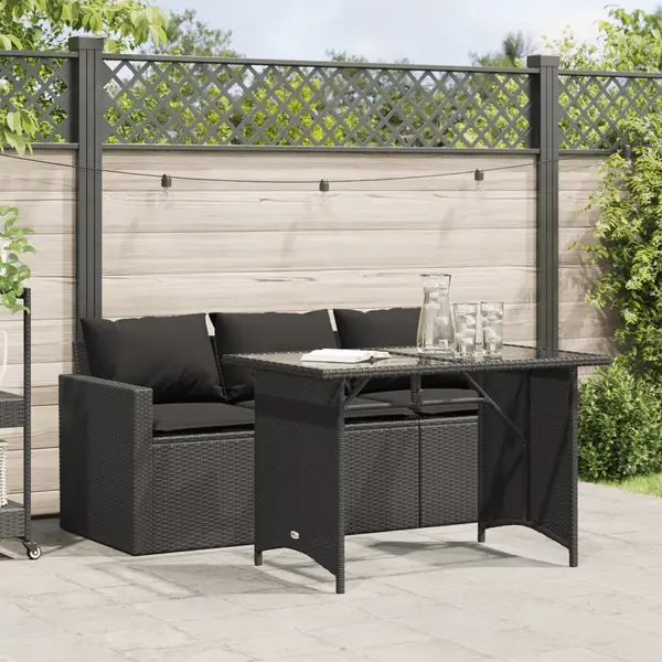 Gossi set mobilier de gradina cu perne, 2 piese, negru, poliratan
