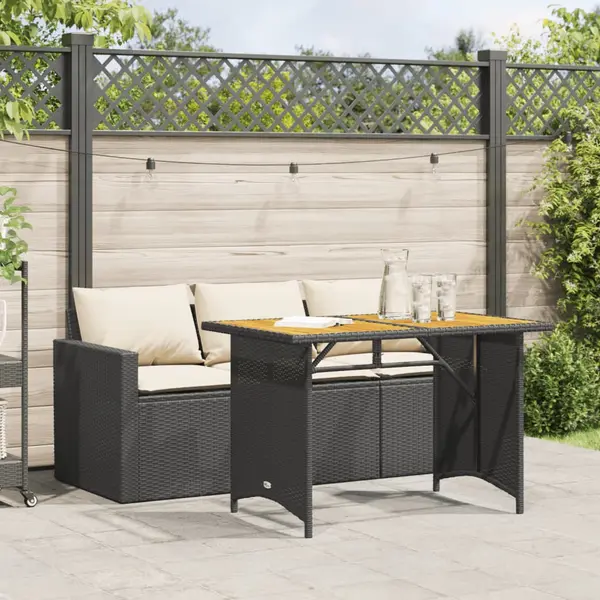 Gossi set mobilier de gradina cu perne, 2 piese, negru, poliratan