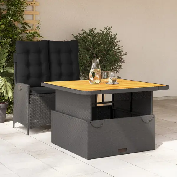 Gossi set mobilier de gradina cu perne, 2 piese, negru, poliratan